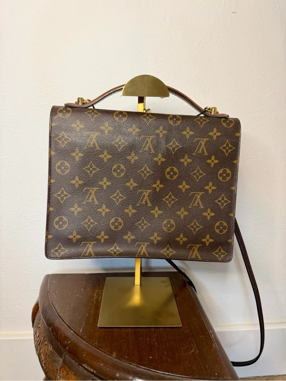 Louis Vuitton Monogram Canvas Brown Satchel with Top Handle and Strap